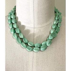 ❤️ Monet Marbleized Sea Foam Acrylic Bead Necklace